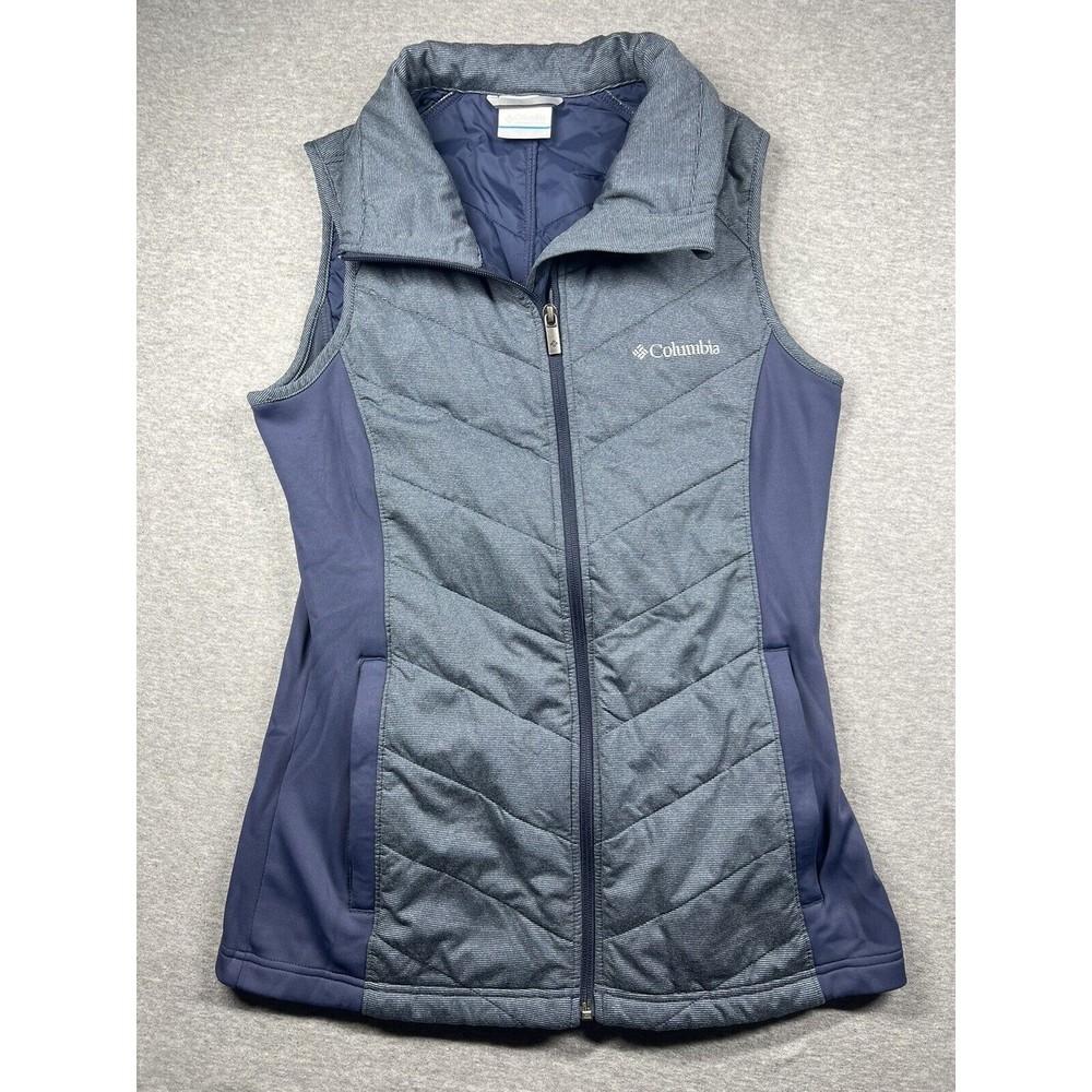 Columbia Outdoors Blue Full Zip Quilted Fleece Vest Size Small